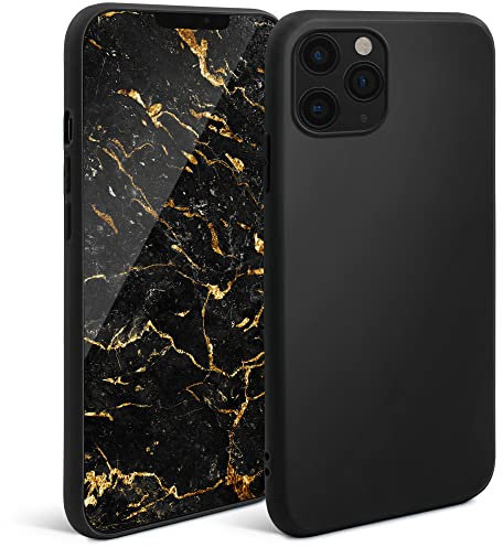 Moozy Minimalist Series, Cover in Silicone per iPhone 11 PRO, Nero - Finitura Opaca, Custodia Sottile e Morbida in TPU