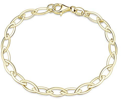 MATERIA Damen Armband gold - 925 Silber Ankerkette 5mm breit 19cm vergoldet SA-130-Gold