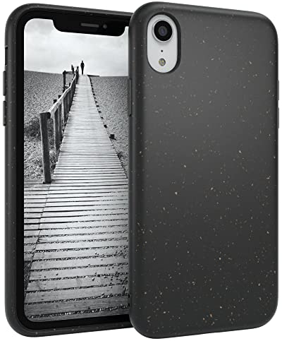 EAZY CASE Bio Handyhülle kompatibel mit iPhone XR, nachhaltiges Bio Case, Schutzhülle biologisch abbaubar, TPU Slimcover Hülle mit Kameraschutz, aus Pflanzenfasern, Schwarz