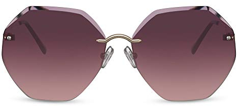 Cheapass Sonnenbrille Gold Achteckig Metall randlose dunkle Verlaufsgläser UV400-geschützt Damen