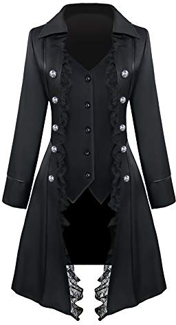 Feynman Giacca Steampunk, cappotto gotico con pizzo, barocco, vittoriano, tripetto, vintage, medievale, giacca, uniforme