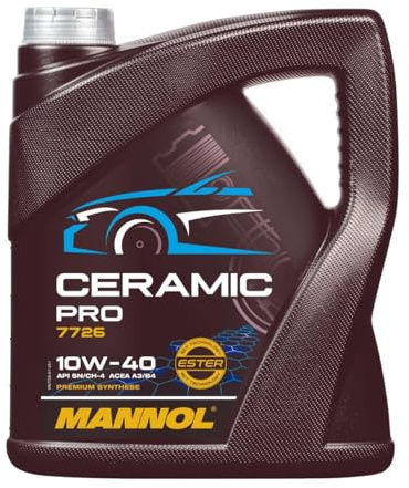 MANNOL 7726 Ceramic Pro 10W-40 Motoröl synthetisch für Diesel & Benzin, 4L | Erfüllt API SN, ACEA A3/B4, VW 505 00 und MB 229.3, schützt Turbolader und Common Rail, auch für leichte Nutzfahrzeuge