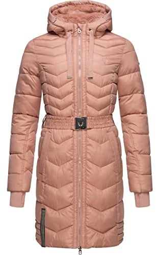 Navahoo Damen Wintermantel Steppmantel Jacke mit Taillengürtel Alpenveilchen XS-XXL
