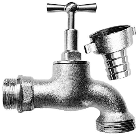 Qualitäts Wasserhahn Auslaufventil mit 1 Zoll Außengewinde Wandanschluss | Tülle 1 ca. 25 mm ∅ | Hahn 1 1/4 ca.42mm AG