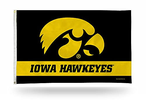 Rico Industries NCAA Iowa Hawkeyes Flagge, 91 x 152 cm, Bannerflagge, einseitig – für drinnen oder draußen – Heimdekoration hergestellt