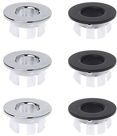 Zasvec Bouchon Trop Plein Lavabo 6 Pièces Anneau de Débordement d’Évier Anneau de Trop-Plein d'Évier Bouchon Trop Plein Evier Couvercle de Trop-Plein de Trou d'Évier Garniture Évier de Trou Rond