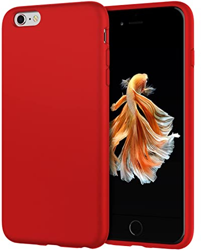 JETech Silicone Case for iPhone 6s Plus/6 Plus 5.5 Inch, Silky-Soft Touch Full-Body Protective Case, Shockproof Cover with Microfiber Lining (Red)