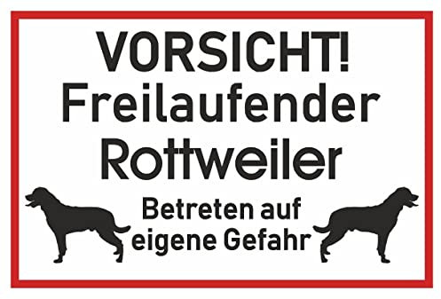 Samunshi® Aufkleber Vorsicht Rottweiler - Schild Sticker Hinweisschild Warnschild Vorsicht Hund 20 x 13,3cm Vorsicht Rottweiler schwarz