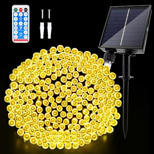 JIMACRO Solar Lichterkette Außen, 22M 200LED mit Fernbedienung, Verbessertes Solarpanel, Wasserdicht für Draußen, Party, Hochzeit, Weihnachtsdekoration