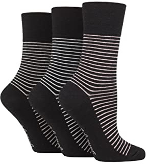 SockShop Gentle Grip Ladies Floral Spotted Patterned Striped Honeycomb Top Cotton Socks 3 Pairs Assorted Colours Size 4-8