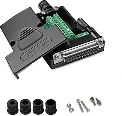 Harissess Lötfreier DB25-Steckverbinder,RS232 D-SUB Seriell auf 25 poligen Port Klemmenblock Buchse Adapter Breakout Board mit Fall Lange Bolzen Nuts(1STÜCKE BUCHSE)
