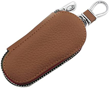 Autoschlüssel Hülle Schlüsseltasche für Damen Herren, Vintage Echt Leder Schlüsseletui für Schlüsselbund Schlüsselmäppchen Auto Ledertasche Fernbedienung Schlüsselanhänger Mäppchen mit Reißverschluss