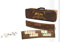 Star-Oval, graviert Rummy Spiel Set aus massiv Holz mit Melamin Steinen, Curved Rommé Star Okey, Gesellschaftsspiel, Familienspiel