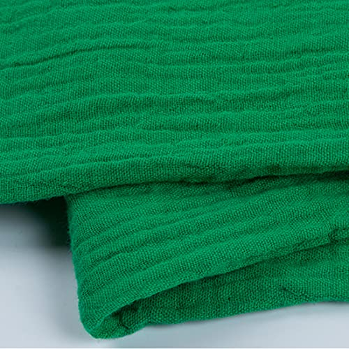 EDGEAM Baumwollstoff Musselin Stoff Double Gauze Breite 135cm Baumwolle Musselin Stoff Meterware (Grün, 100 x 135 cm)