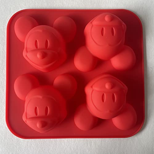 Silikon-Kuchenform mit 4 Tassen, Micky Maus, Eisform, Süßigkeitentablett für Mousse, Kuchendekoration, Gelee, Zuckergussseife, Schokolade und DIY-Werkzeuge