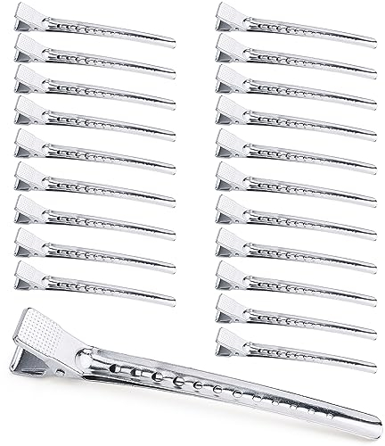 Mbsomnus 20 Pièces Pince Cheveux 10,5cm Métal Pince Crocodile Cheveux Alligator Barrette Argent Pinces à Bec de Canard Clips Pince Locks Pince Cheveux Coiffeur pour Femmes Coiffure Maquillage DIY
