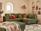 Lisa Design Rune – Ecksofa rechts – 4-Sitzer – mit hocker – aus Cord Grün