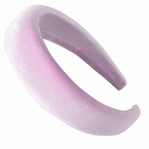 SHTGOI Serre-tête en tissu velours éponge - Bandeau épais - Style rétro - Doux et antidérapant - Couleur bonbon - Large - Bandeau élégant pour l'extérieur - Pour femme et femme - Rose