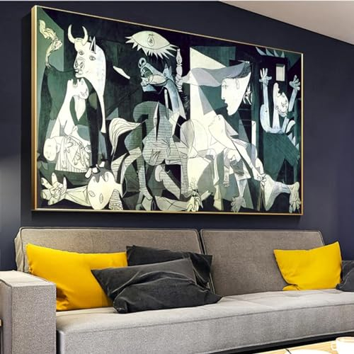 Picasso Pintura famosa Guernica Reproducciones Arte en lienzo Modernismo abstracto de gran tamaño Cuadro de pared Decoración del hogar 100x200cm/39x79in Sin marco