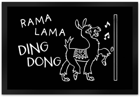 speecheese Rama Lama Ding Dong Alpaka Fußmatte XL in 40x60 cm Türmatte für Besuch Lachen Witziges Alpaka-Design Christkind Weihnachtsbaum