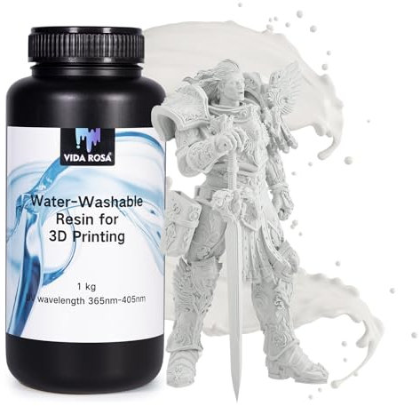 VIDAROSA Wasserwaschbares 3D-Drucker-Schnellharz 1KG, LCD-Photopolymerharz für LCD/DLP-3D-Druck, Standard-UV-405-nm-Aushärteharz, schnellhärtend, hohe Präzision, weiß