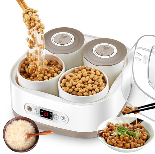 Fermentador eléctrico de natto | Máquina de yogur de 2 litros con temperatura ajustable | Recipiente resistente a altas temperaturas y panel de control inteligente | Especialidad de bar en casa