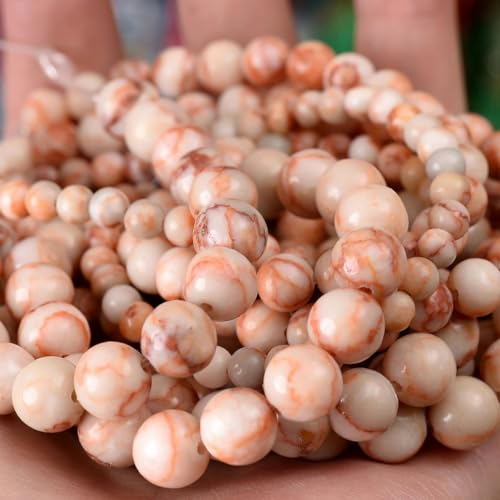 Natürliche runde Steinperlen, Tigerauge, Jade, Abstandsperlen für Schmuckherstellung, DIY-Armband, Halskette, Zubehör, rotes Netz, 8 mm, ca. 45 Perlen