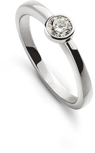 MUAU Schmuck Solitär Ring Zargen-Fassung Weissgold 750, Brillant 0.10ct.