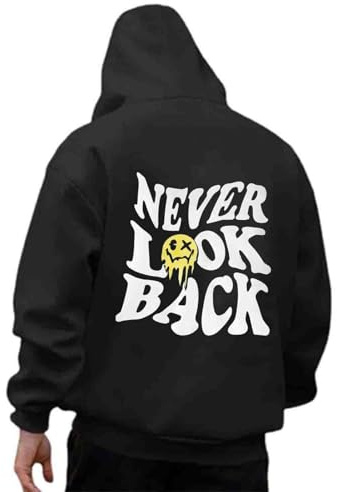 Udbeksid Kapuzenpullover Herren Oversize Hoodie mit Backprint Streetwear Langarm Baggy Sweatshirt Pullover Kapuze Mode Motiv Hoodies Warm Bekleidung Teenager Obertei für Frühling Herbst Winter