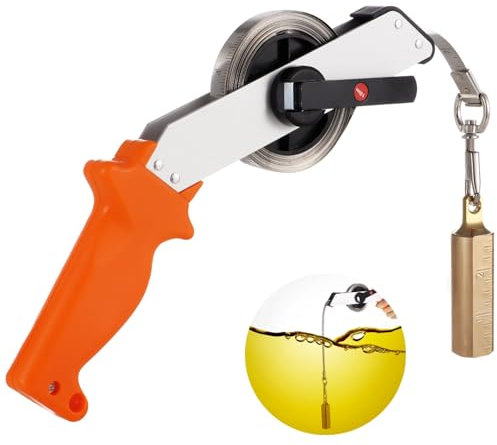 10 m Öltank-Messband, explosionsgeschütztes Edelstahl-Ölmessband mit Messing-Lott, doppelseitig graviertes Öltank-Messgerät mit Griff, Klangölbandmaß