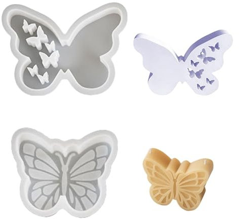 Molde De Vela De Mariposa De 2 Piezas, Molde De Silicona De Mariposa, Molde De Yeso, Molde De Silicona De Mariposa De Flor, Molde De Fundición, Molde De Mariposa