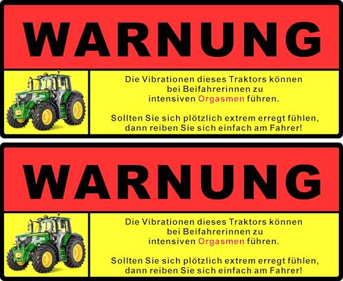 Pure Print Cut Funsticker Achtung Vibration 10x5,5cm - Selbstklebender Aufkleber für Auto, LKW, Motorrad, Traktor - Wasserfest, UV-Schutz, Waschstraßenfest (Traktor)
