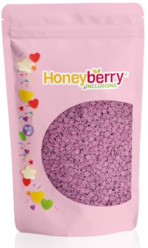 Lila Sterne Streusel 200g - Natürliche Essbare Lila Streusel Tortendeko - Lila Streudeko, Zuckersterne, Zuckerstreusel Perfekt zum Verzieren von Kuchen, Muffins und Desserts - Hergestellt in der EU