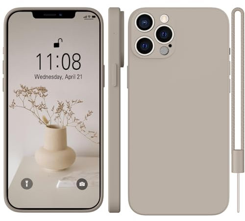 WXX Silicone Case for iPhone 12 Pro Max Max Thin Slim with Microfibre, Scratch-Resistant All-Round Protection Case for iPhone 12 Pro Max 6.7 Inch Titanium Grey
