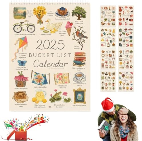Lyoveu Bucket List Kalender 2025, 2025 Bucket List Calendar, Bucket List Monatsplaner, Thick Large Lined Blocks, Wandkalender Zum Planen Oder Organisieren, Bucket to Do List Year Planner Wall Planner