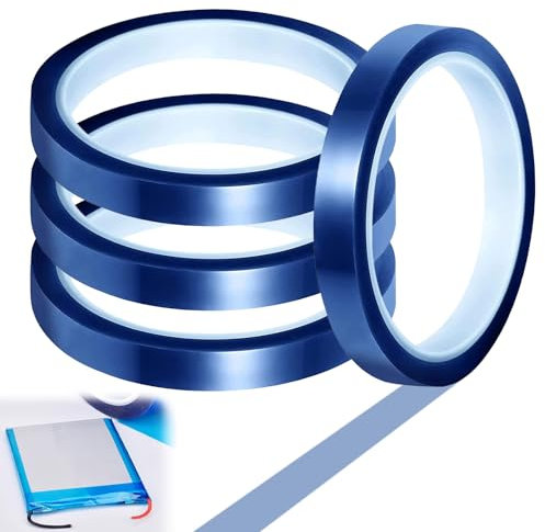 Nastro Adesivo Resistente al Calore, 4 Rotoli Nastro Termico Blu per Sublimazione, 20 mm x 33 m Nastro Adesivo Isolante Kapton Tape, per circuiti stampati elettronici fai da te