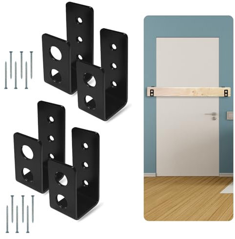 SecurityMan (2-PK) Heavy Duty 2x4 Door Barricade Brackets - 700lbs of Force, Install in Minutes - (4pc) Thick 3.5mm Iron Metal U Bracket | Rust Proof - Gate Bar Holder for Indoor/Outdoor Door Security