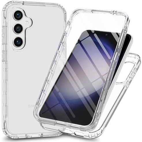 ILING Transparent Coque pour Samsung Galaxy A55 5G avec Protection Écran, 360° Full Body Antichoc Case Militaire Étui Très Mince Silicone TPU Bumper Housse (Transparent)