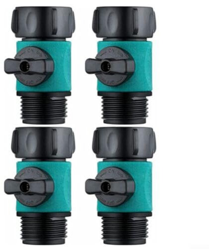 Lot de 4 raccords de tuyau d'arrosage avec vanne d'arrêt en PVC et ABS 3/4