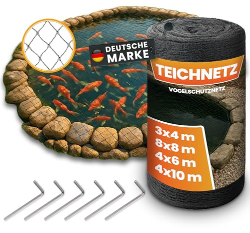 NATURIZ Rete per laghetto e protezione per uccelli, robusta, 15 x 15 mm, a maglia fine, resistente ai raggi UV e alle intemperie, protezione contro uccelli, foglie e laghetti (8 x 8 m)