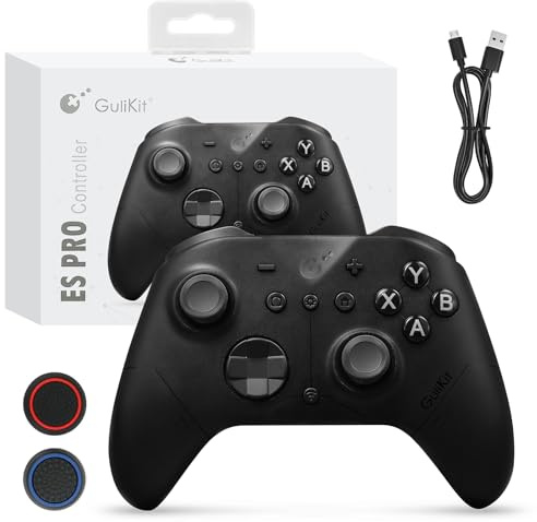 LONGYI GuliKit ES PRO Mando Inalámbrico para PC Switch 1/2 Android, el Mando más Rápido con una Latencia de 3,25 ms, Joysticks TMR, 30 Horas de Duración de la Batería y Función de Activación (Negro)