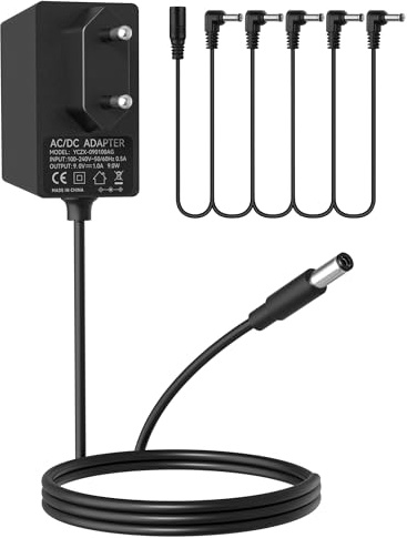 9V Netzteil für Gitarren Pedale, 1A DC Power Adapter mit 5-Wege Daisy Chain Kabel, Center Negative, für Boss, Behringer, DigiTech, Zoom, Casio Keyboards und anderen 9V Effektpedalen, 100-240V AC