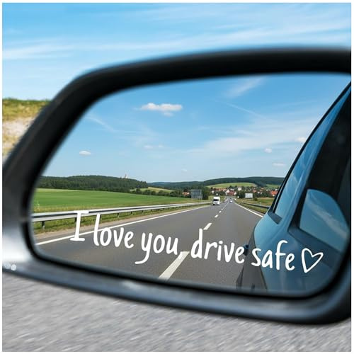 VVQWCY 20 Stück I Love You Drive Safe Aufkleber, Auto Spiegel Sticker 10 Schwarz und 10 Weiß