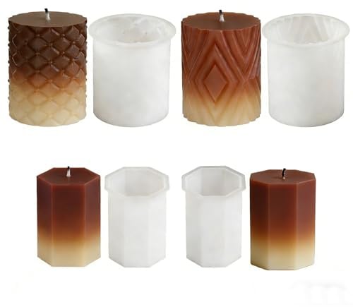 WYAHYQ 4Stück Kerzenformen zum Gießen Silikon Silikonform für Kerzen | 2Große9x8cm,2Kleine7cmx6cm