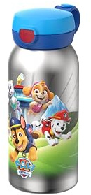 Mepal - Edelstahl Trinkflasche mit Klappdeckel Campus - Deckel springt per Knopfdruck auf - Trinkflasche Kinder Kohlensäure Geeignet - Auslaufsicher - Hygienedeckel - 600 ml - Paw Patrol Pups