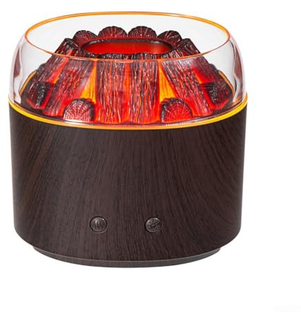 PureBowlic Mini-Holzkohle-Aromatherapie-Luftbefeuchter für USB-Nachtlicht, 160 ml kleiner Ofendiffusor, 360° Duftnebel, simulierter Feuereffekt für Schlafzimmer Wohnzimmer Dekor (B)