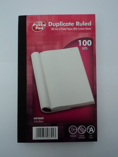 100 Blatt, doppelseitig liniert, mit Blaupapier, 216 x 130 mm