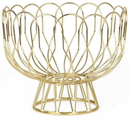 Present Time Obstschale Wired - Gold - 26x28cm - Rund - Eisen - Moderne Dekoschale - Schüsse