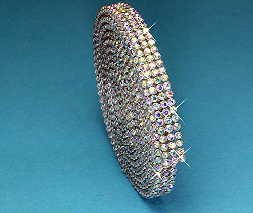 Hotfix Crystal AB Mesh Strassband SS6 Borte zum aufbügeln, Strasssteine, Breite wählbar, Mind. 1,15m lang 3reihig = 7mm x ca. 1150 mm
