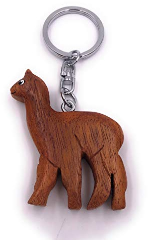 H-Customs Alpaka Lama Bra Brau niedlich Echt Holz Edel Handmade Schlüsselanhänger Anhänger